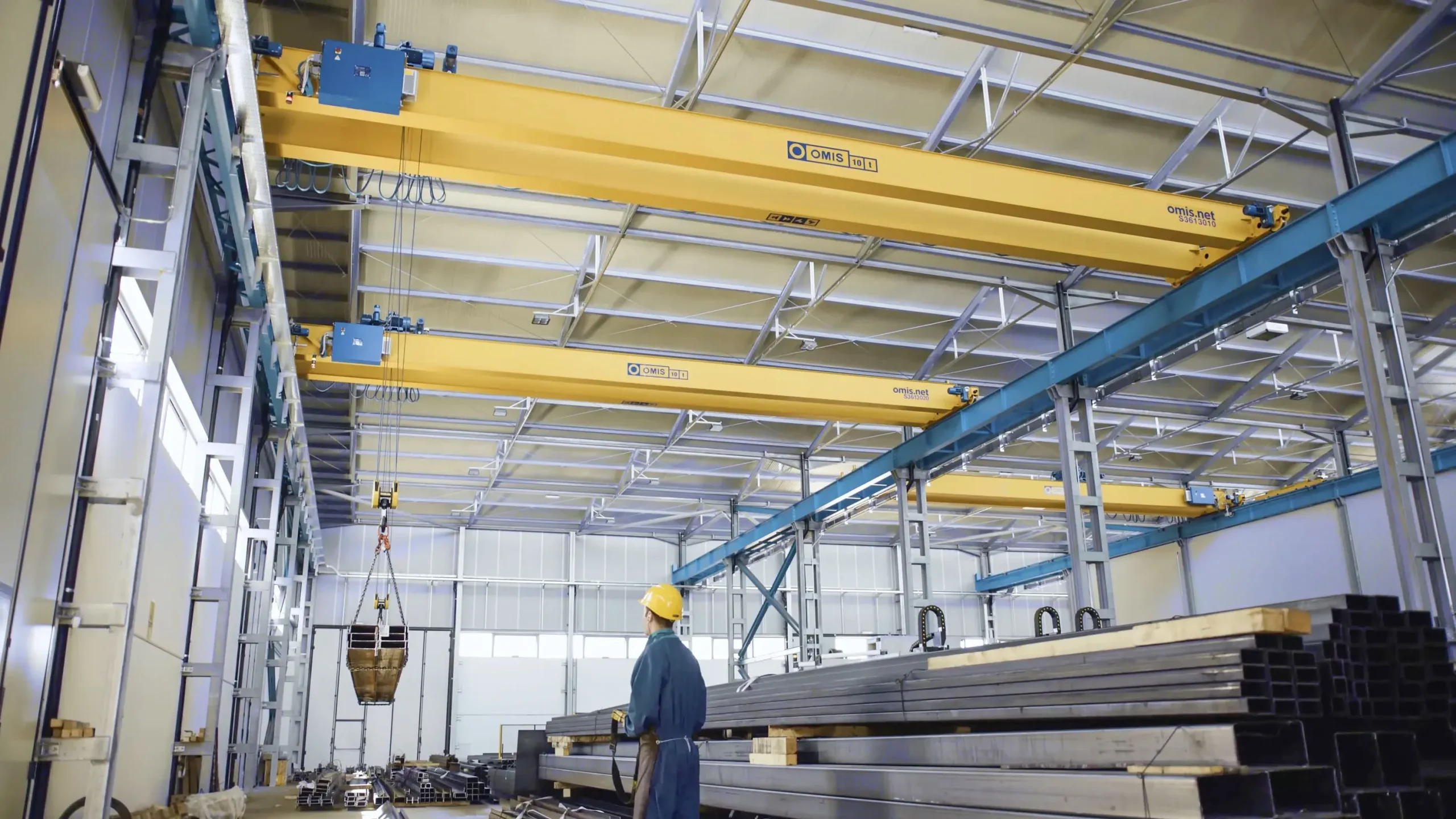 opzioni - Double-girder overhead crane 10t optional synchronisation long loads front Omis 